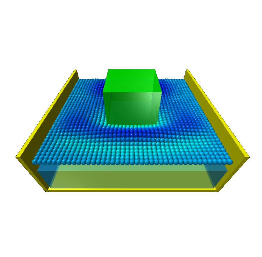 Waves around a moving obstacle in a pool