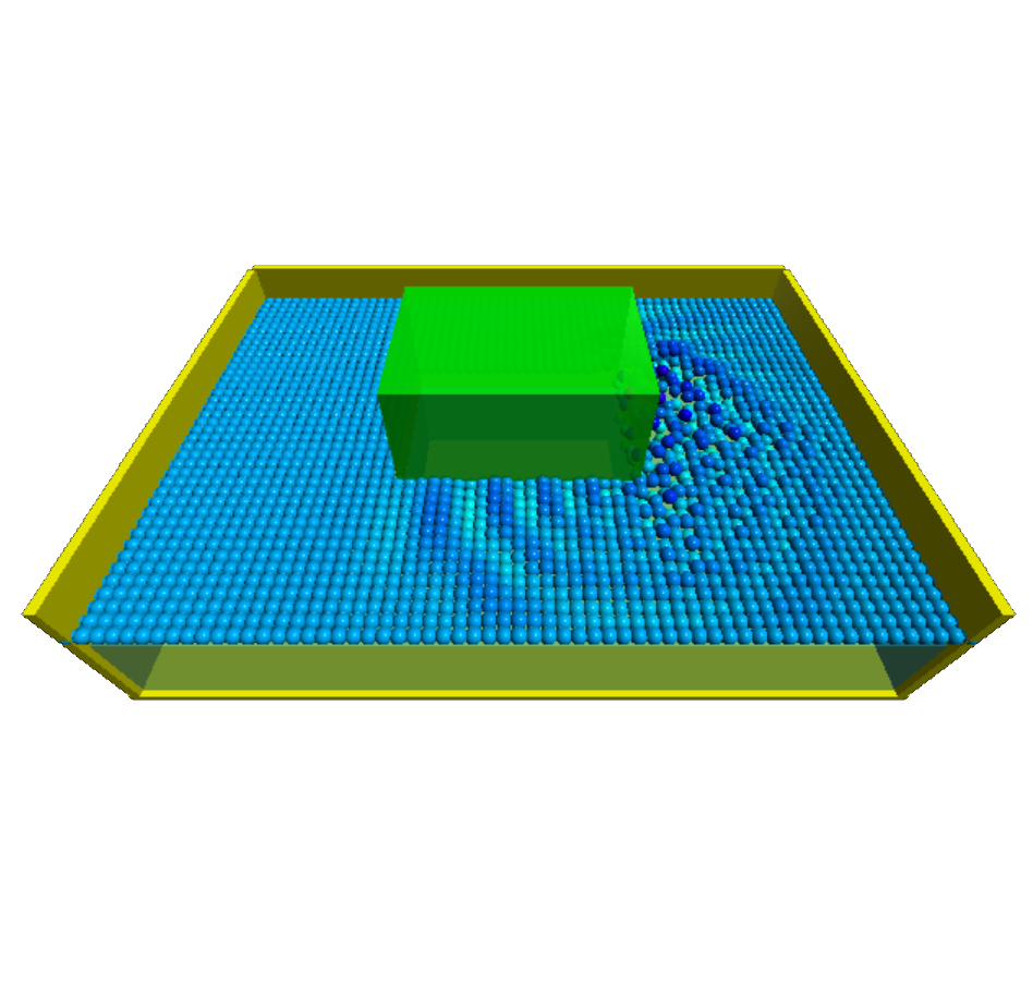 Waves around an obstacle in a pool